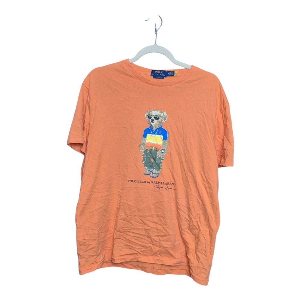 Polo Ralph Lauren Men's M Polo Bear Sunny Day Fun T Shirt Orange Graphic Tee - Picture 2 of 6